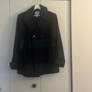 Winter coat in size Large blue/green plaids